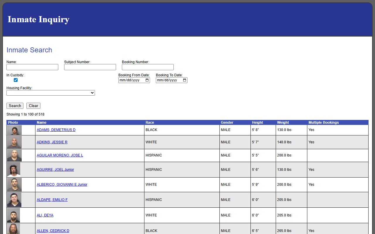 Will County jail mugshots in-custody roster search results